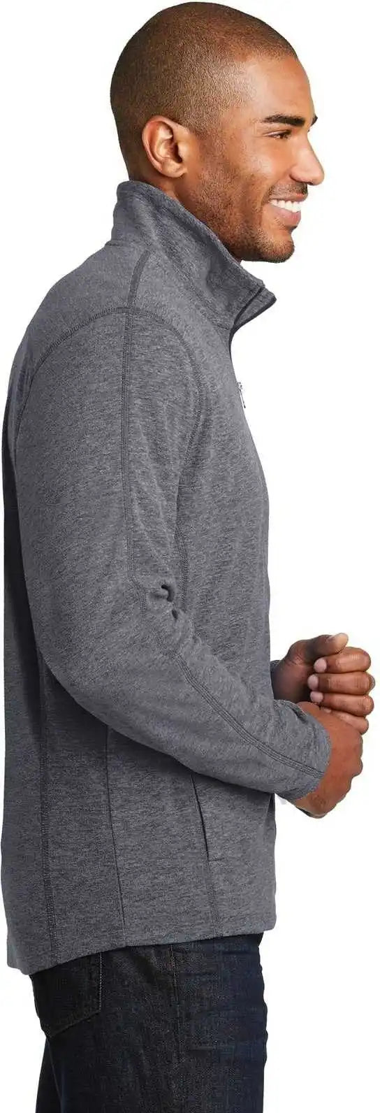 Port Authority F235 Heather Microfleece Full Zip Jacket True Navy