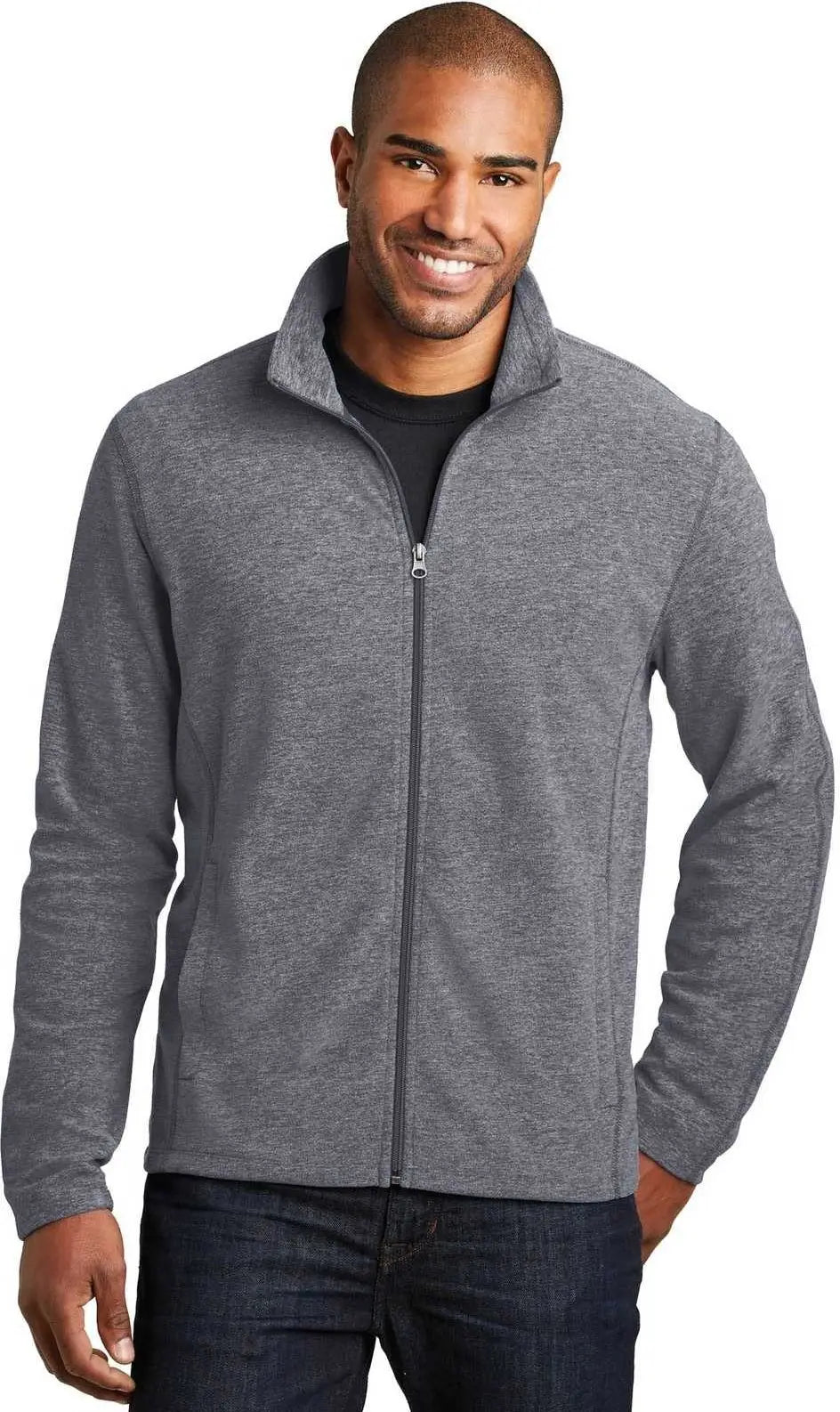 Port Authority F235 Heather Microfleece Full-zip Jacket - True Navy