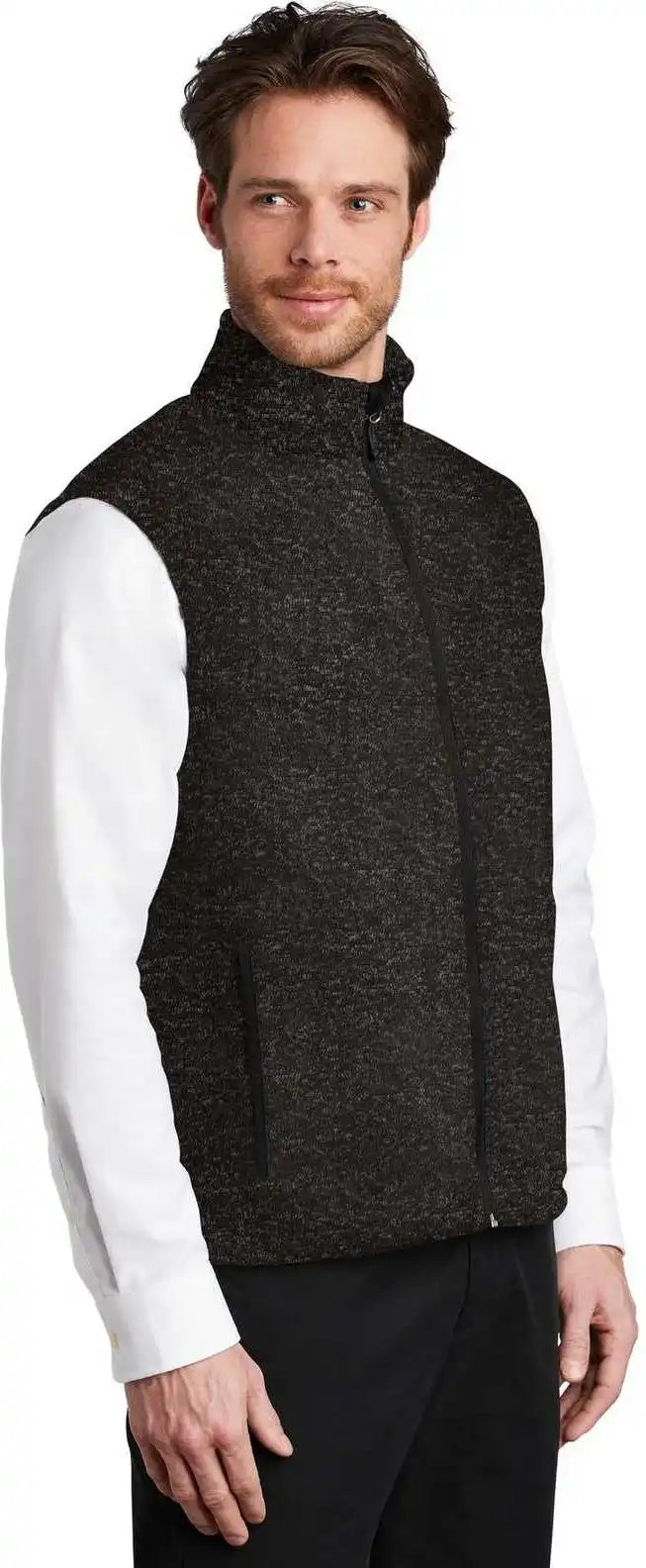 Port Authority F236 Sweater Fleece Vest - Black Heather