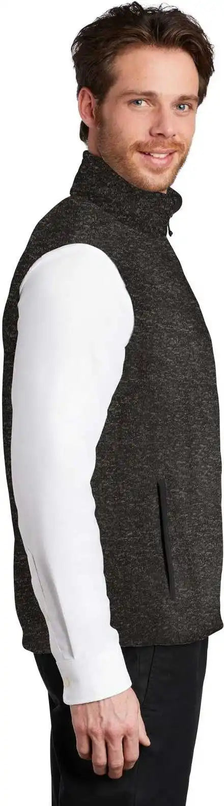 Port Authority F236 Sweater Fleece Vest - Black Heather