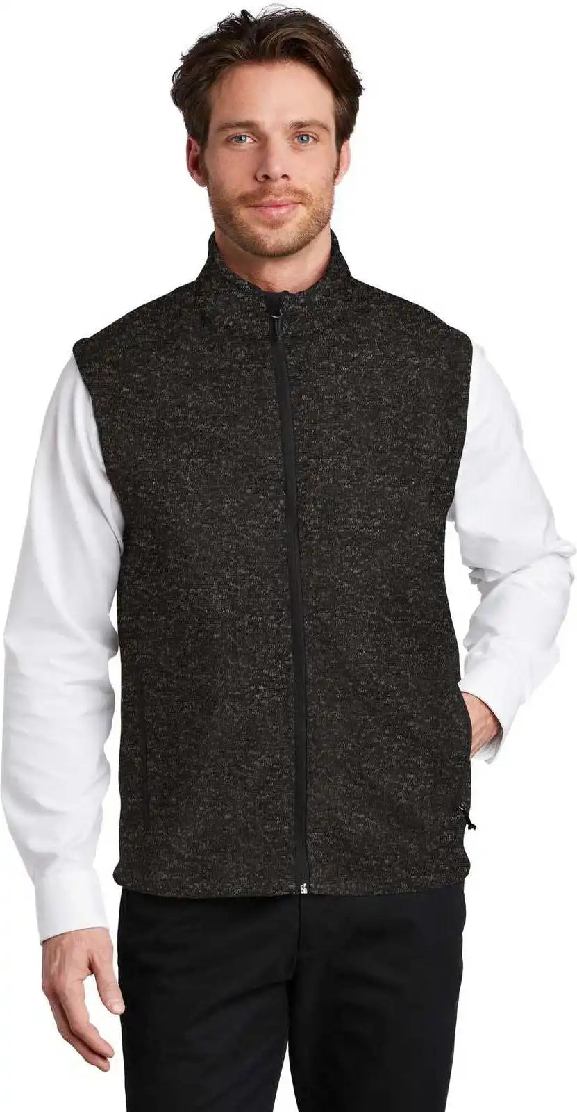 Port Authority F236 Sweater Fleece Vest - Black Heather