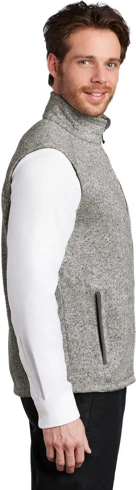 Port Authority F236 Sweater Fleece Vest - Gray Heather