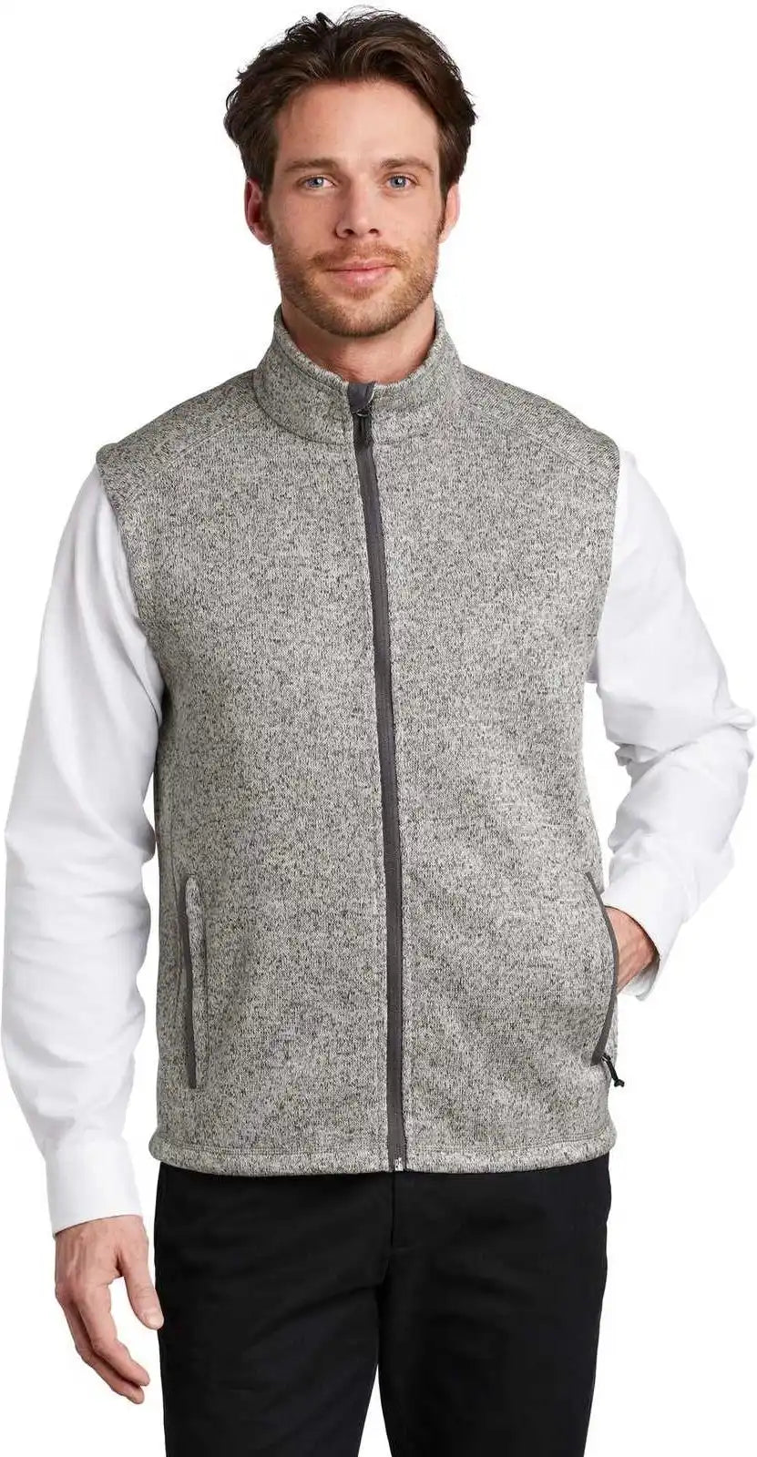 Port Authority F236 Sweater Fleece Vest - Gray Heather