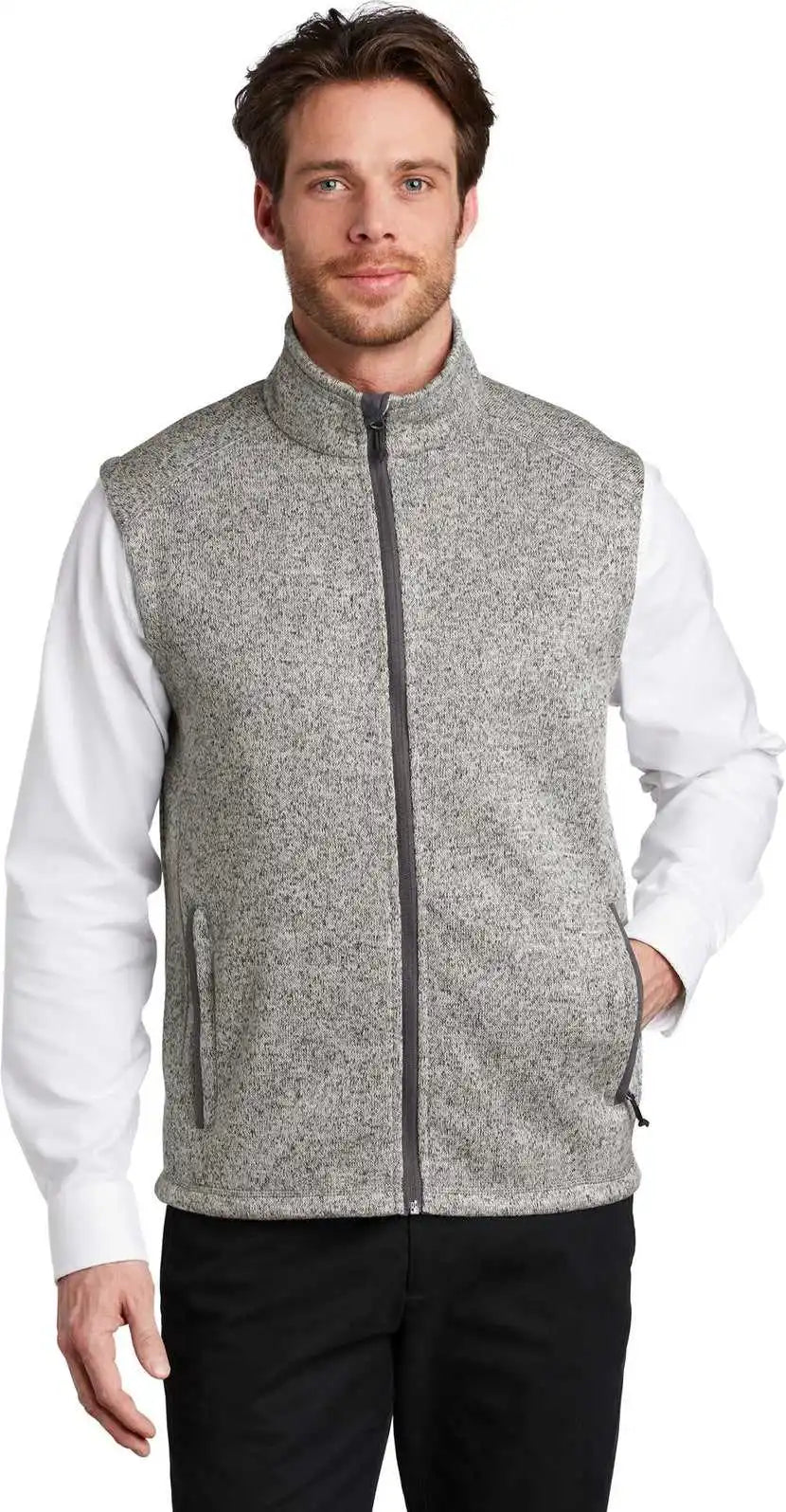 Port Authority F236 Sweater Fleece Vest - Grey Heather