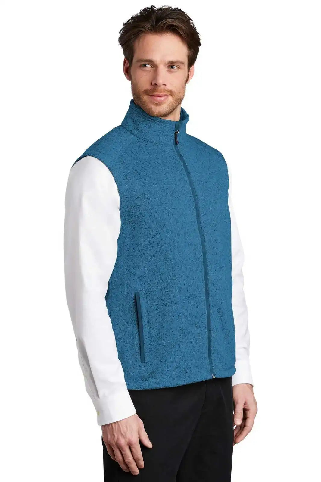 Port Authority F236 Sweater Fleece Vest - Medium Blue Heather