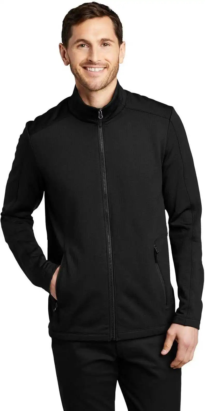 Port Authority F239 Grid Fleece Jacket Deep Black