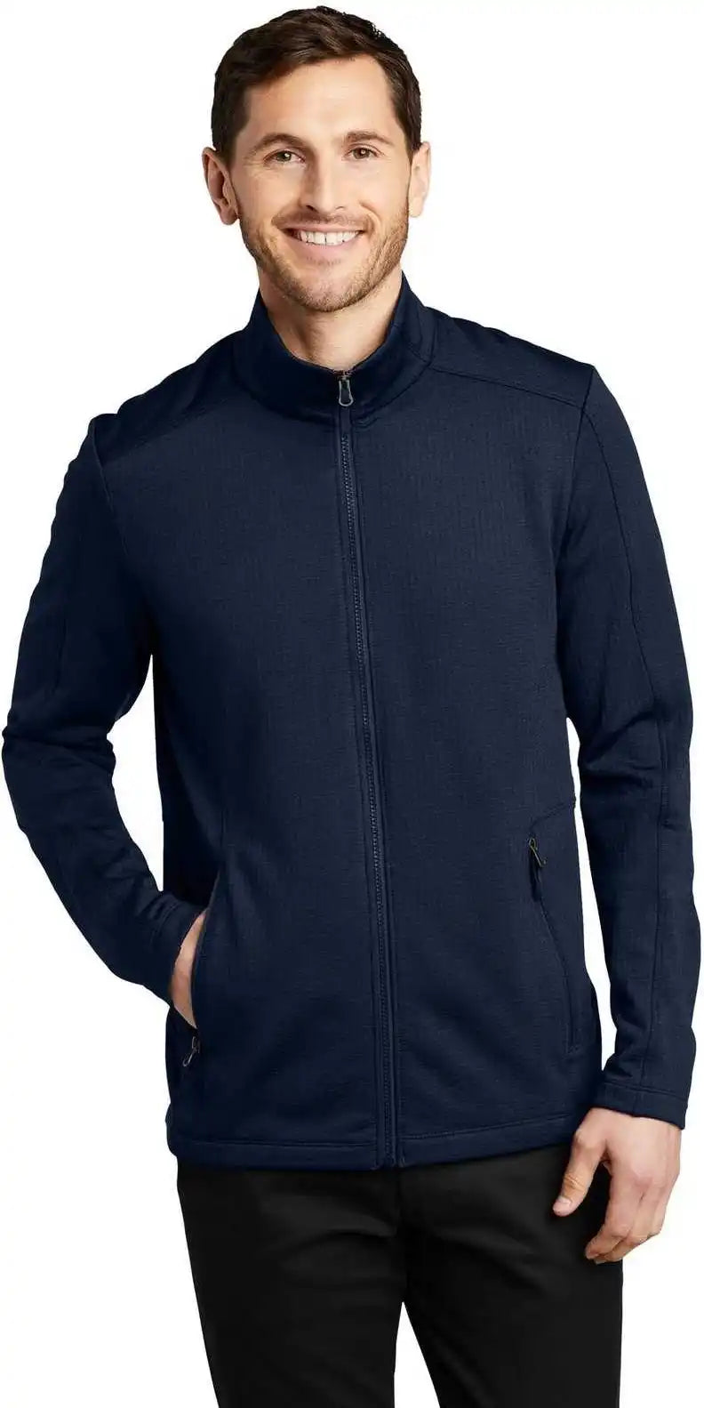 Port Authority F239 Grid Fleece Jacket River Blue Navy