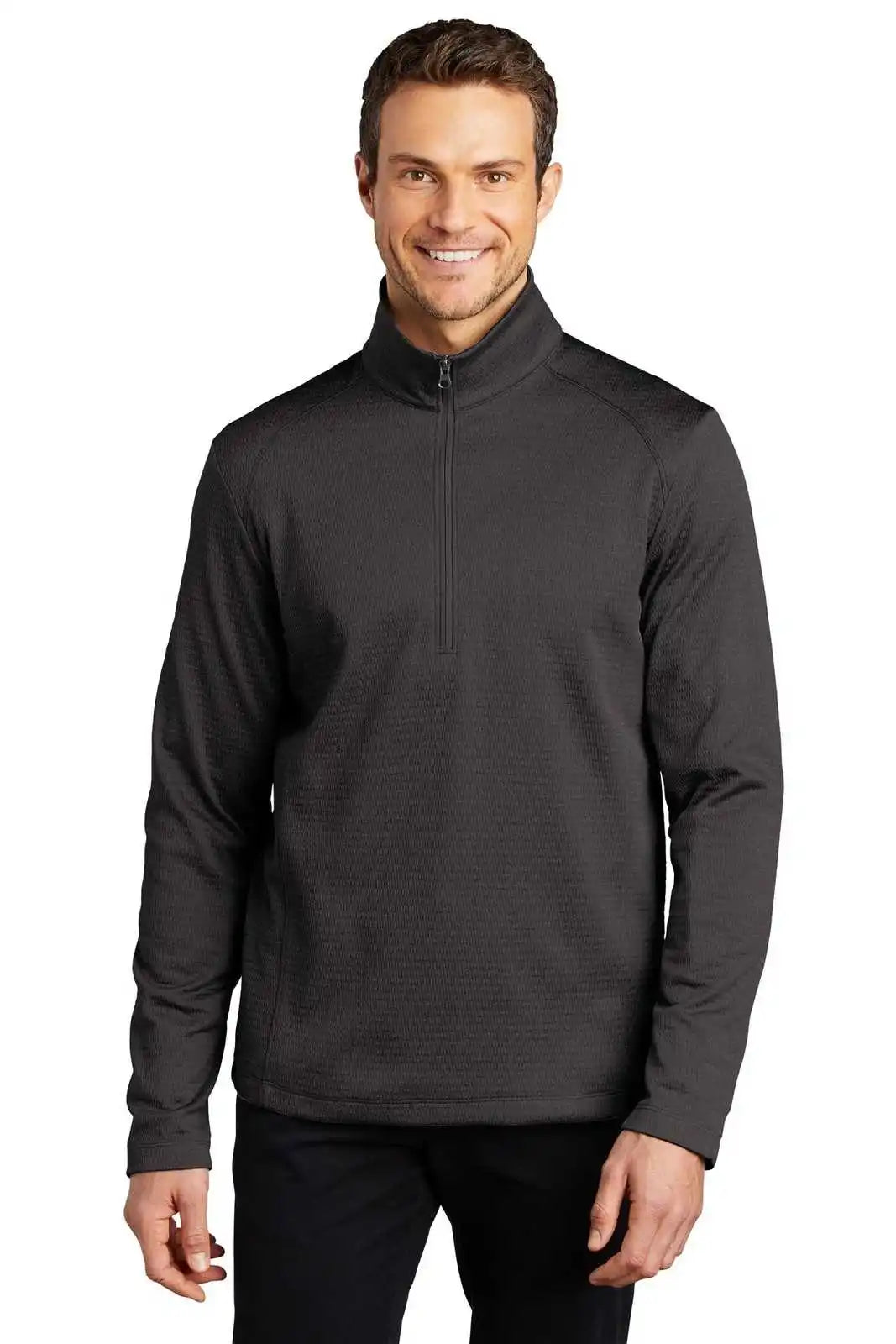 Port Authority F248 Diamond Heather Fleece 1/4-zip Pullover - Dark Charcoal