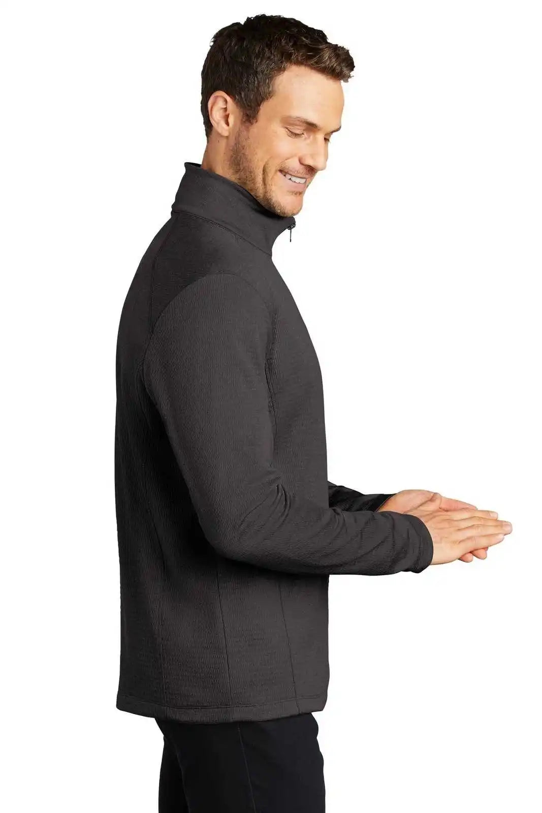 Port Authority F248 Diamond Heather Fleece 1/4-zip Pullover - Dark Charcoal