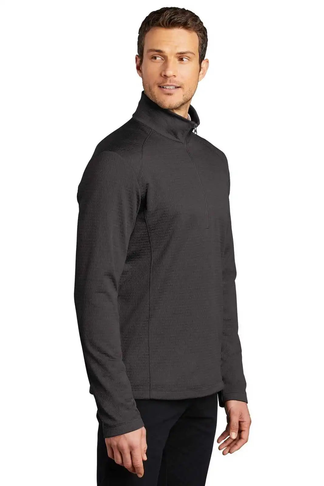 Port Authority F248 Diamond Heather Fleece 1/4-zip Pullover - Dark Charcoal