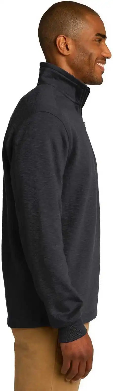 Port Authority F295 Slub Fleece 1/4-zip Pullover - Black