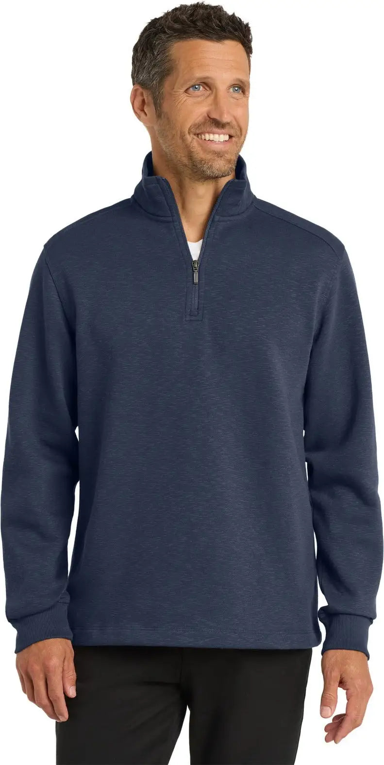 Port Authority F295 Slub Fleece 1/4-zip Pullover - Navy - Adult Xs