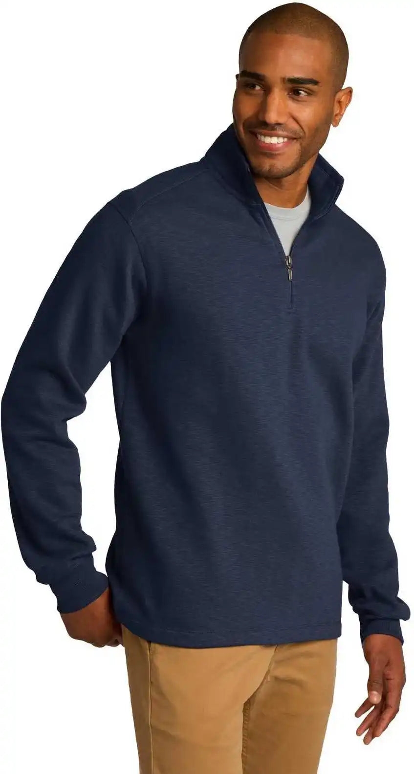 Port Authority F295 Slub Fleece 1/4-zip Pullover - Navy