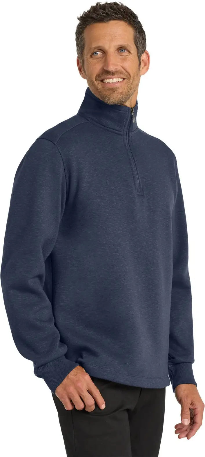 Port Authority F295 Slub Fleece 1/4-zip Pullover - Navy