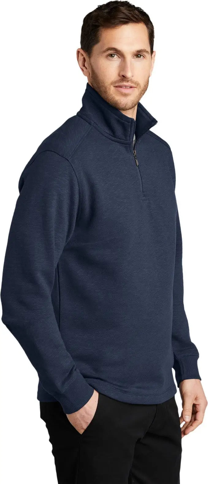 Port Authority F295 Slub Fleece 1/4-zip Pullover - Navy