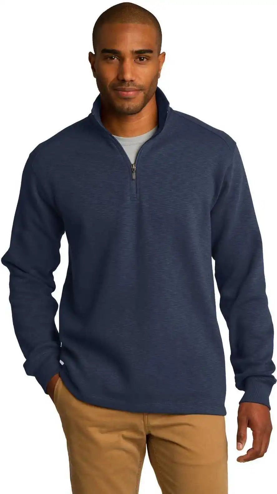 Port Authority F295 Slub Fleece 1/4-zip Pullover - Navy