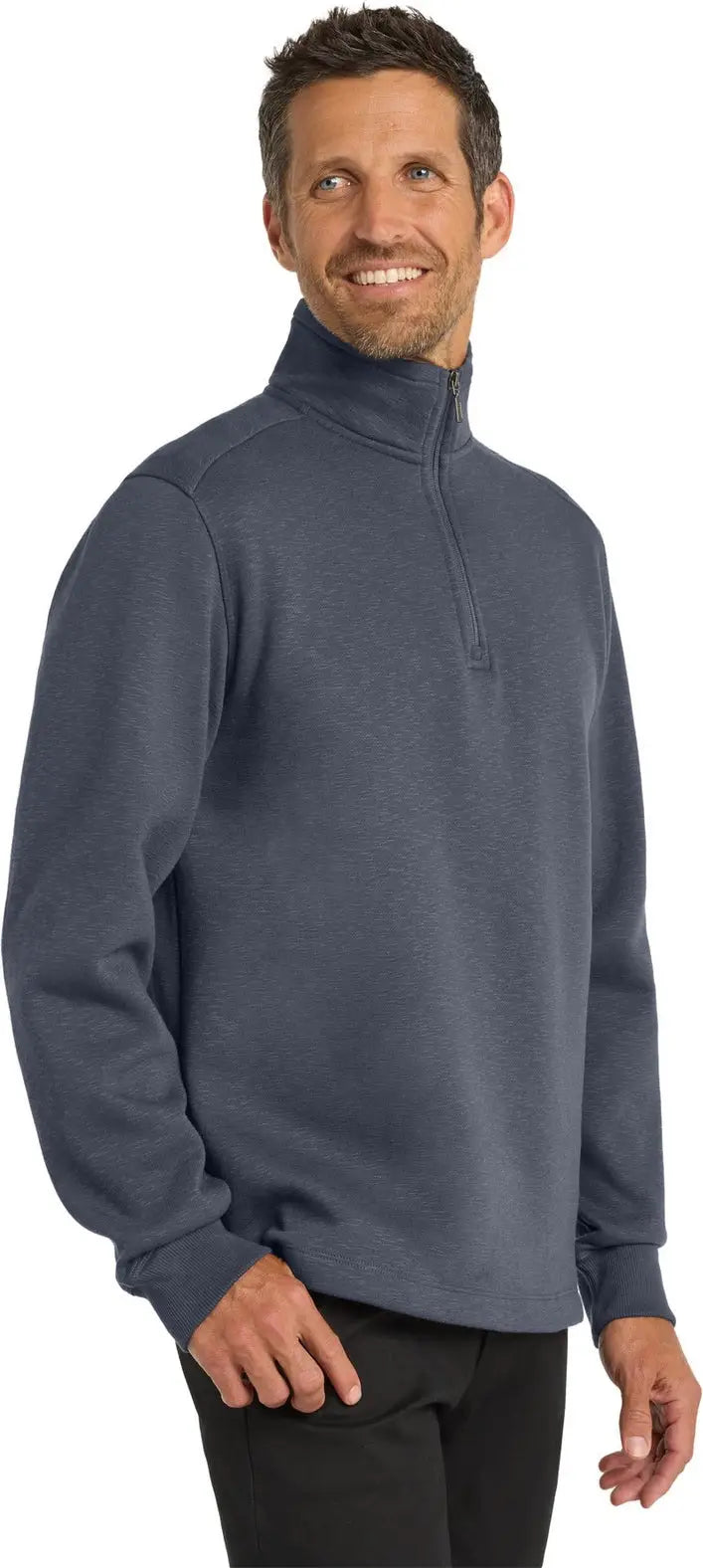 Port Authority F295 Slub Fleece 1/4-zip Pullover - Slate Gray