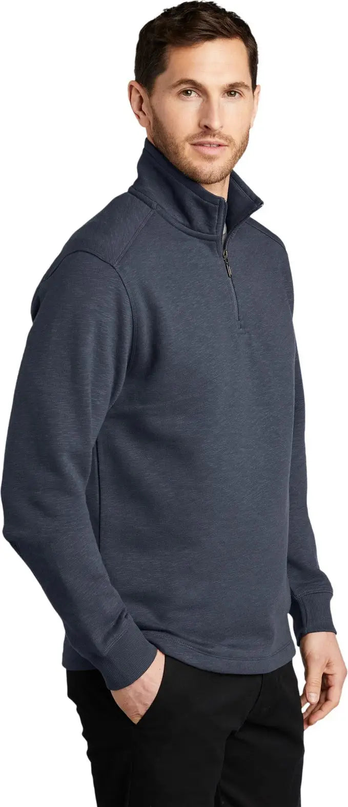Port Authority F295 Slub Fleece 1/4-zip Pullover - Slate Gray