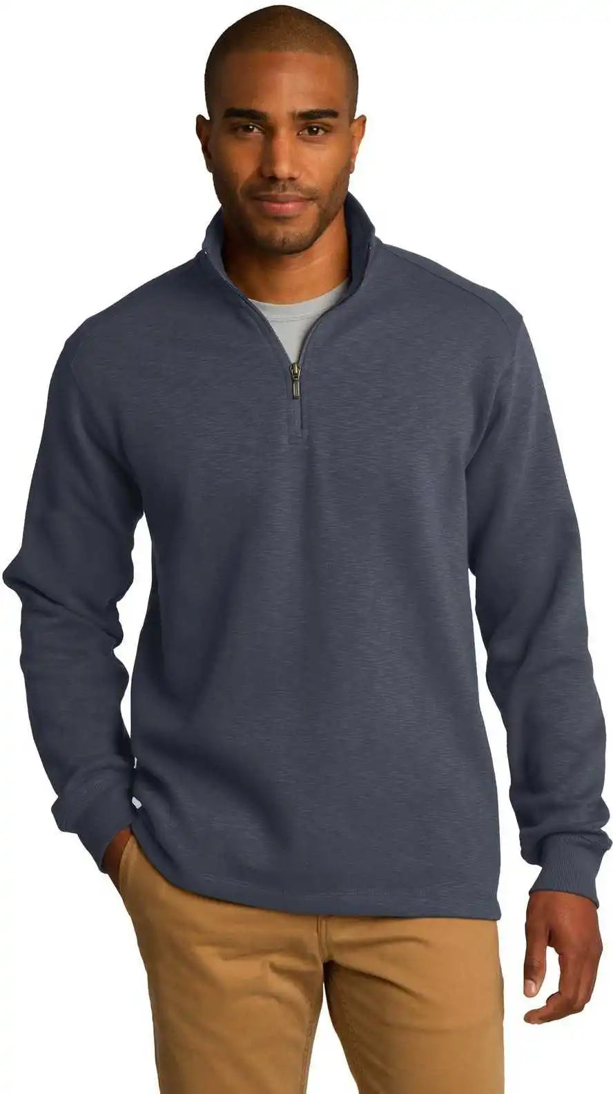 Port Authority F295 Slub Fleece 1/4-zip Pullover - Slate Gray