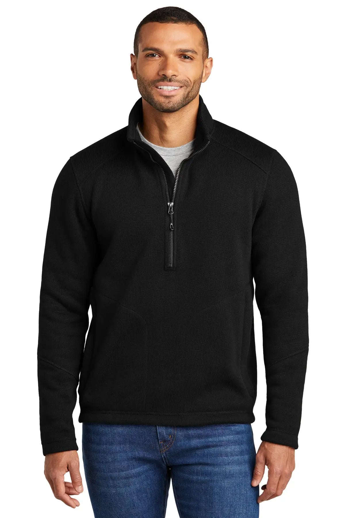 Port Authority F426 Arc Sweater Fleece 1/4-zip - Deep Black - Adult Xs