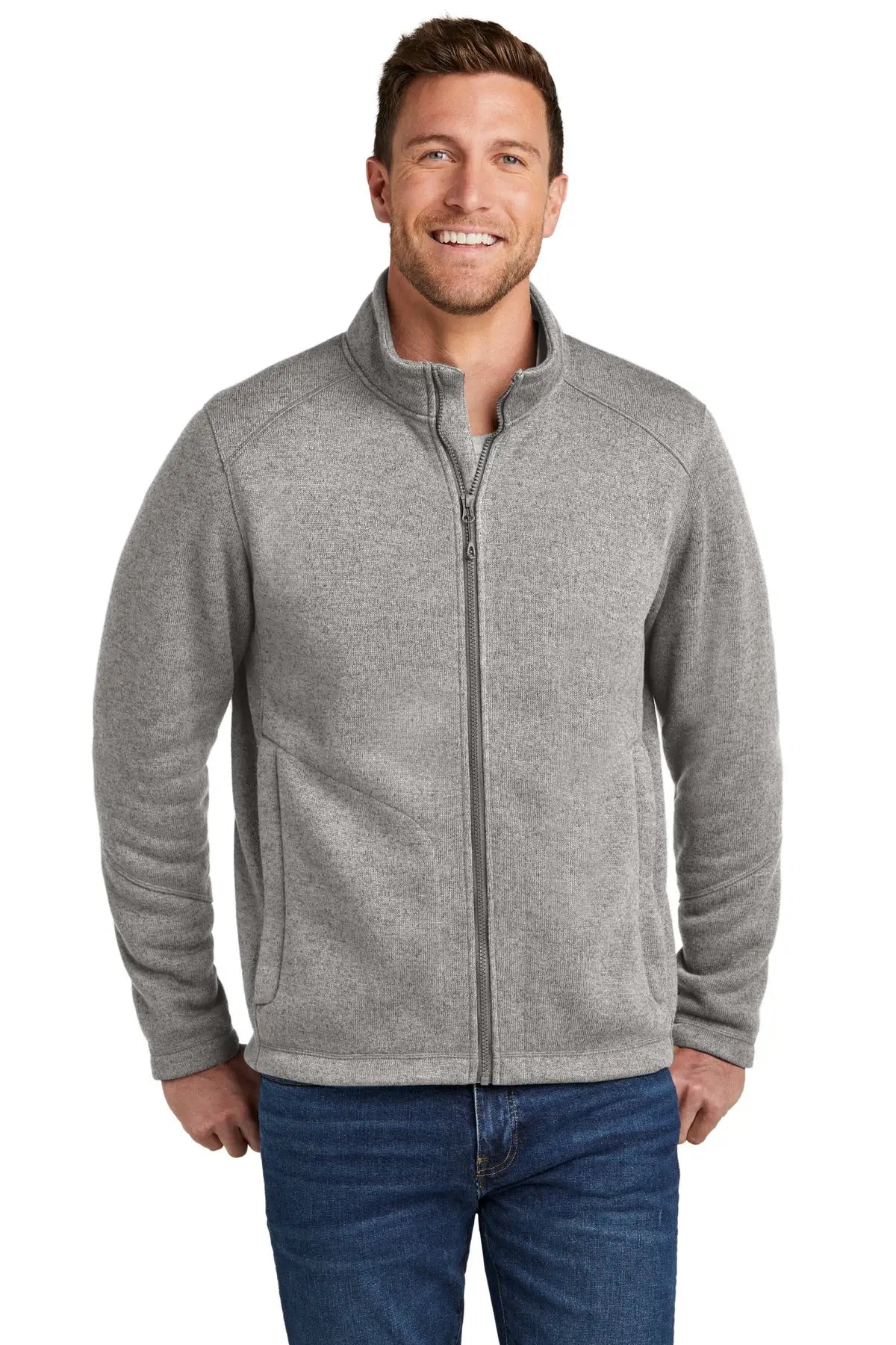 Port Authority F428 Arc Sweater Fleece Jacket - Deep Smoke Heather - Adult Xs