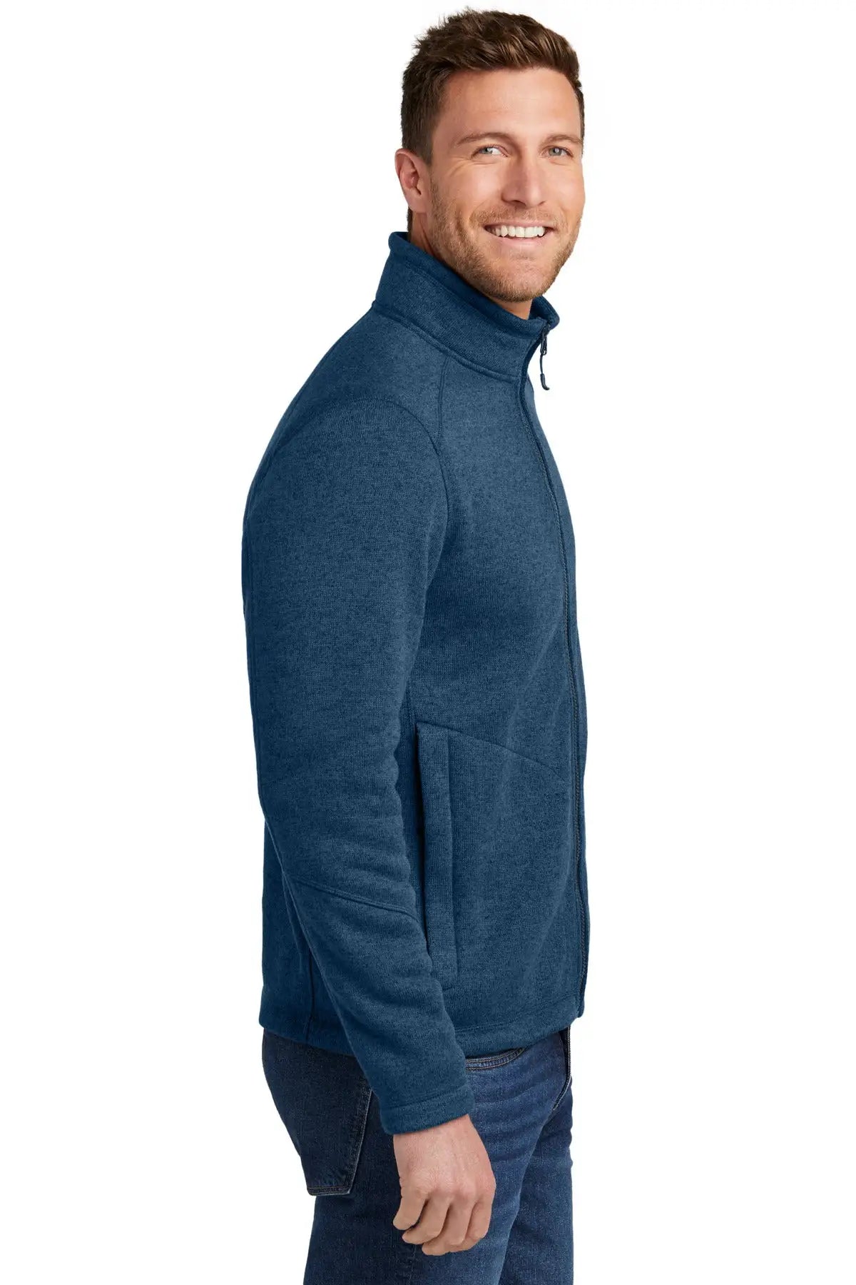 Port Authority F428 Arc Sweater Fleece Jacket - Insignia Blue Heather