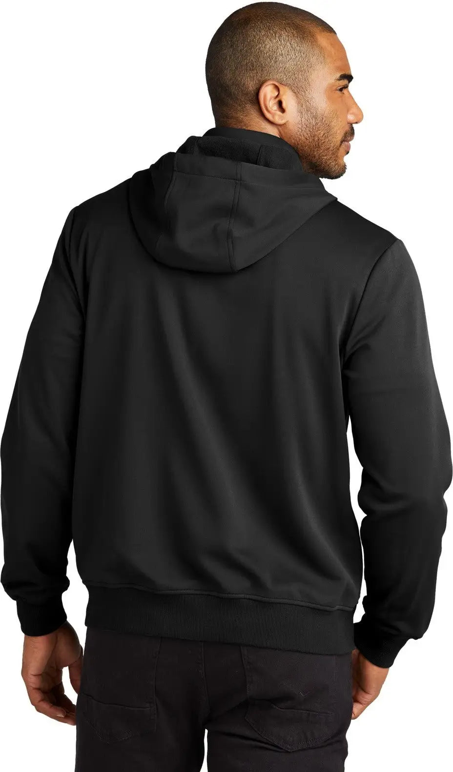 Port Authority F814 Smooth Fleece Hooded Jacket - Deep Black