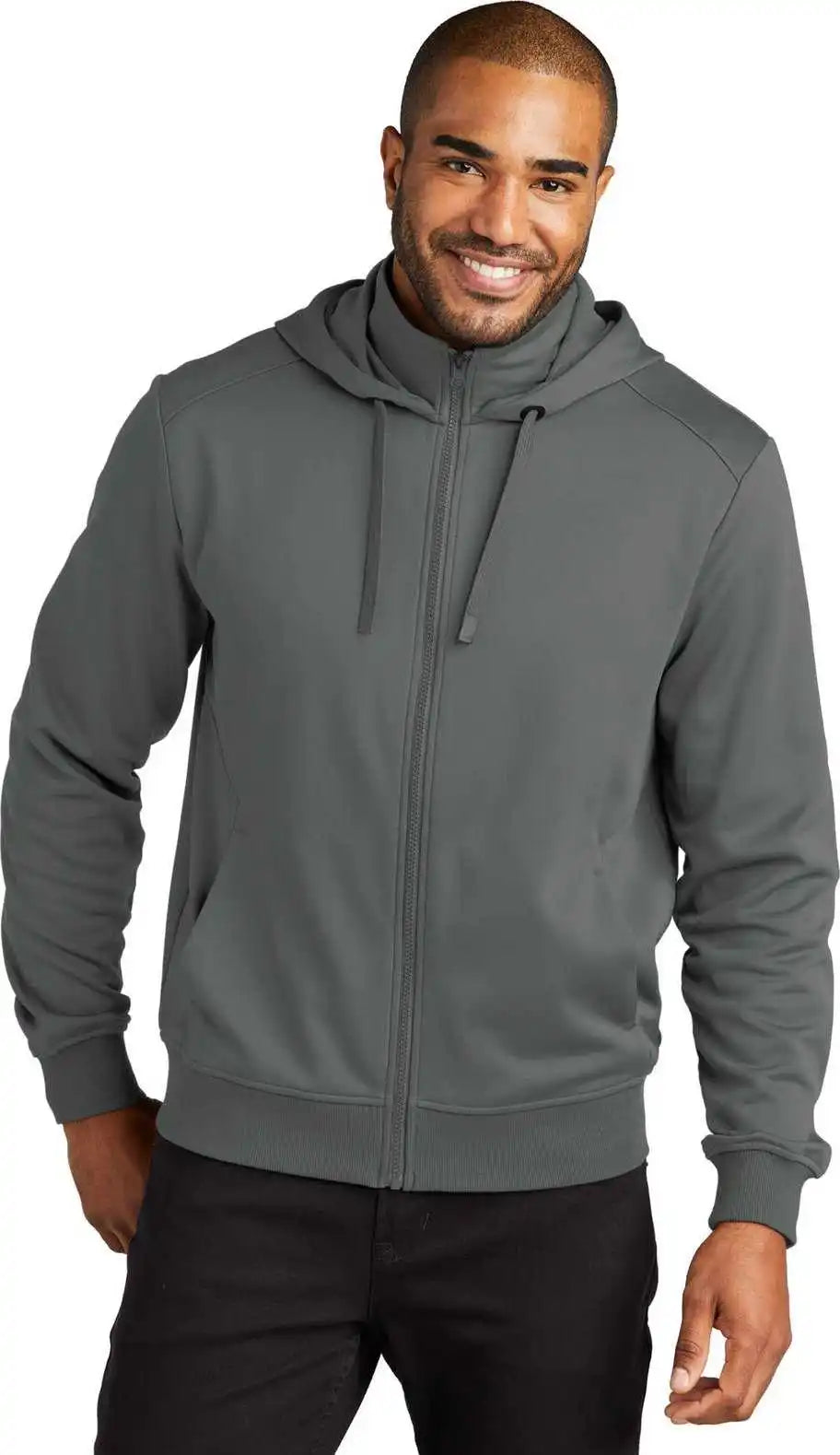 Port Authority F814 Smooth Fleece Hooded Jacket - Graphite