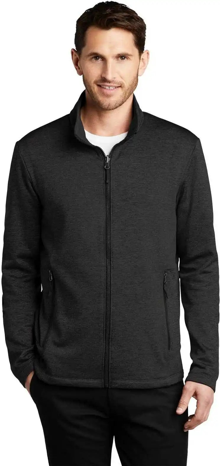 Port Authority F905 Collective Striated Fleece Jacket Deep Black Heather