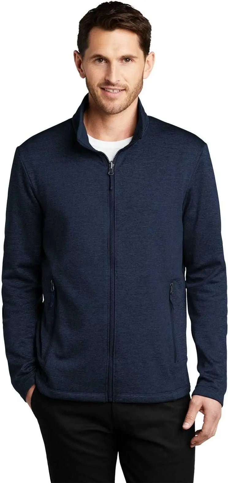 Port Authority F905 Collective Striated Fleece Jacket - River Blue Navy Heather