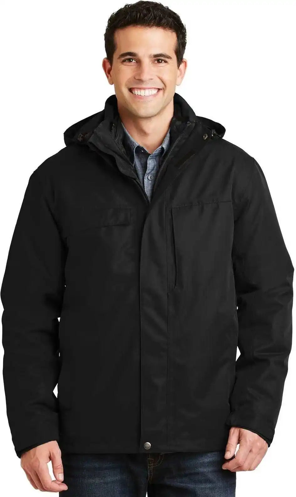 Port Authority J302 Herringbone 3-in-1 Parka - Black