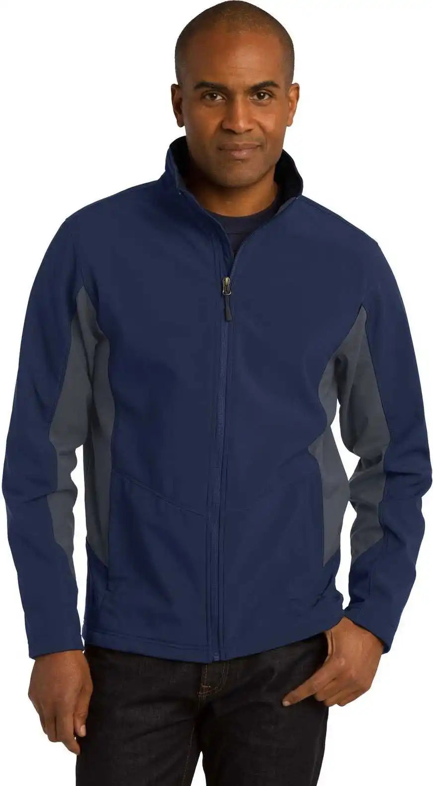Port Authority J318 Core Colorblock Soft Shell Jacket - Dress Blue Navy Battleship Gray