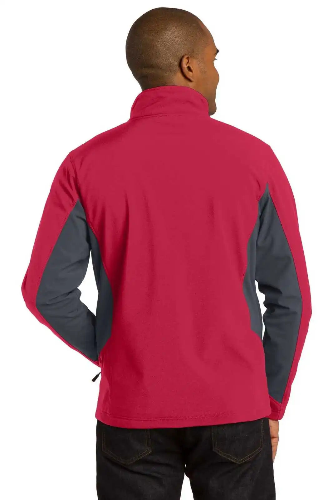 Port Authority J318 Core Colorblock Soft Shell Jacket - Rich Red Battleship Gray