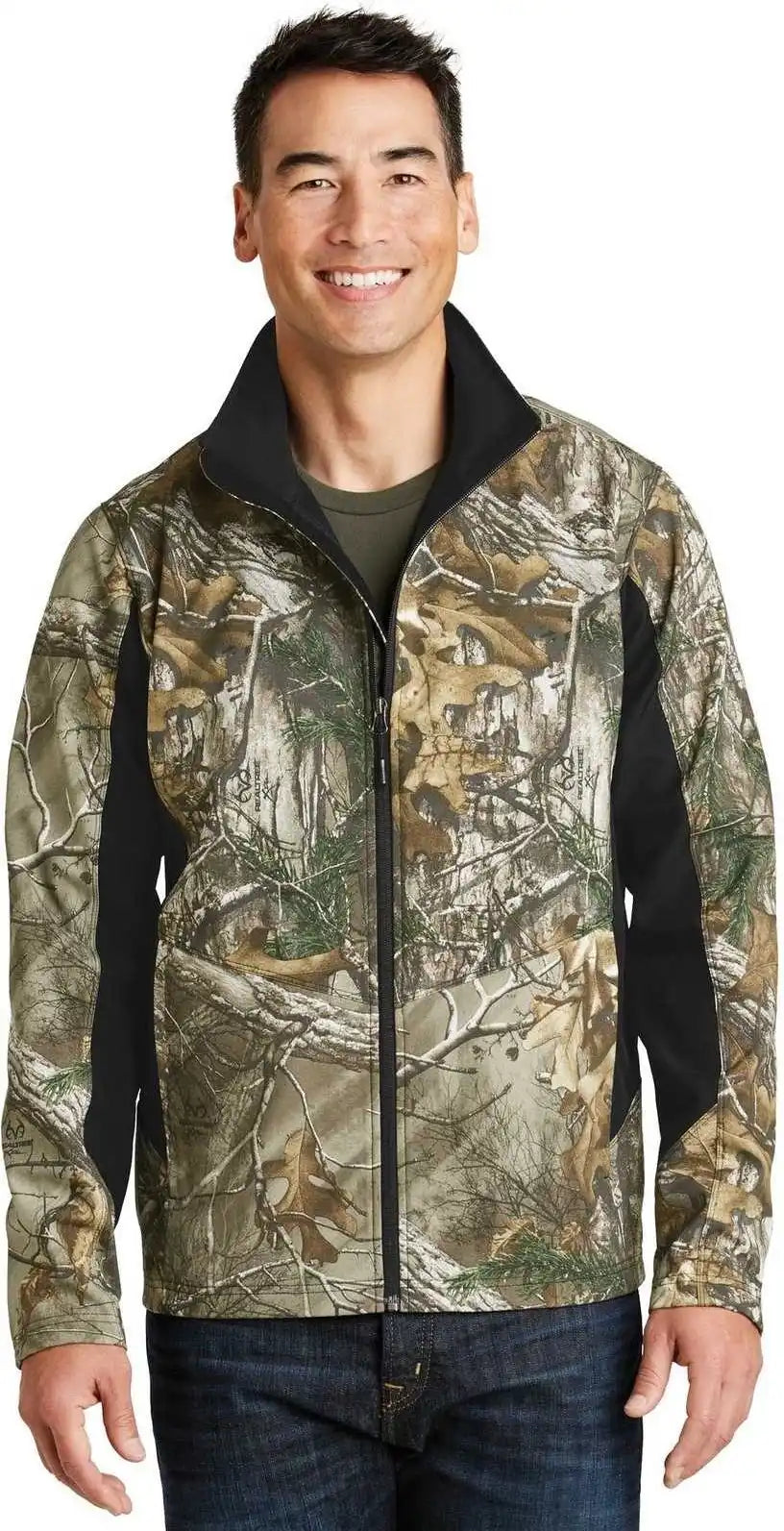 Port Authority J318c Camouflage Colorblock Soft Shell - Realtree Xtra Black
