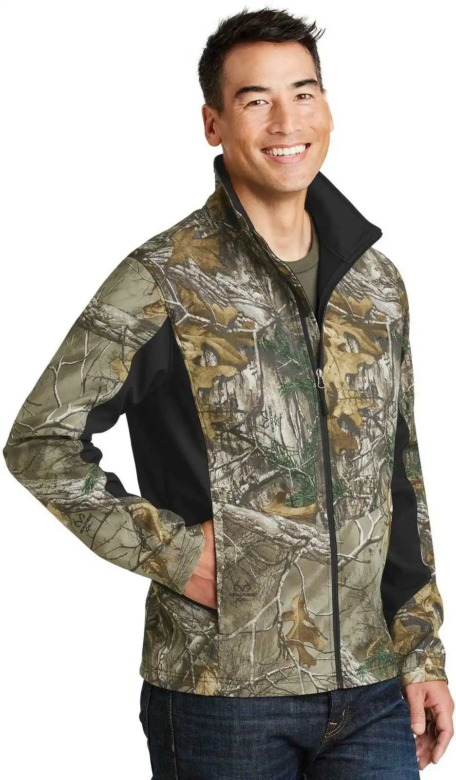 Port Authority J318c Camouflage Colorblock Soft Shell - Realtree Xtra Black