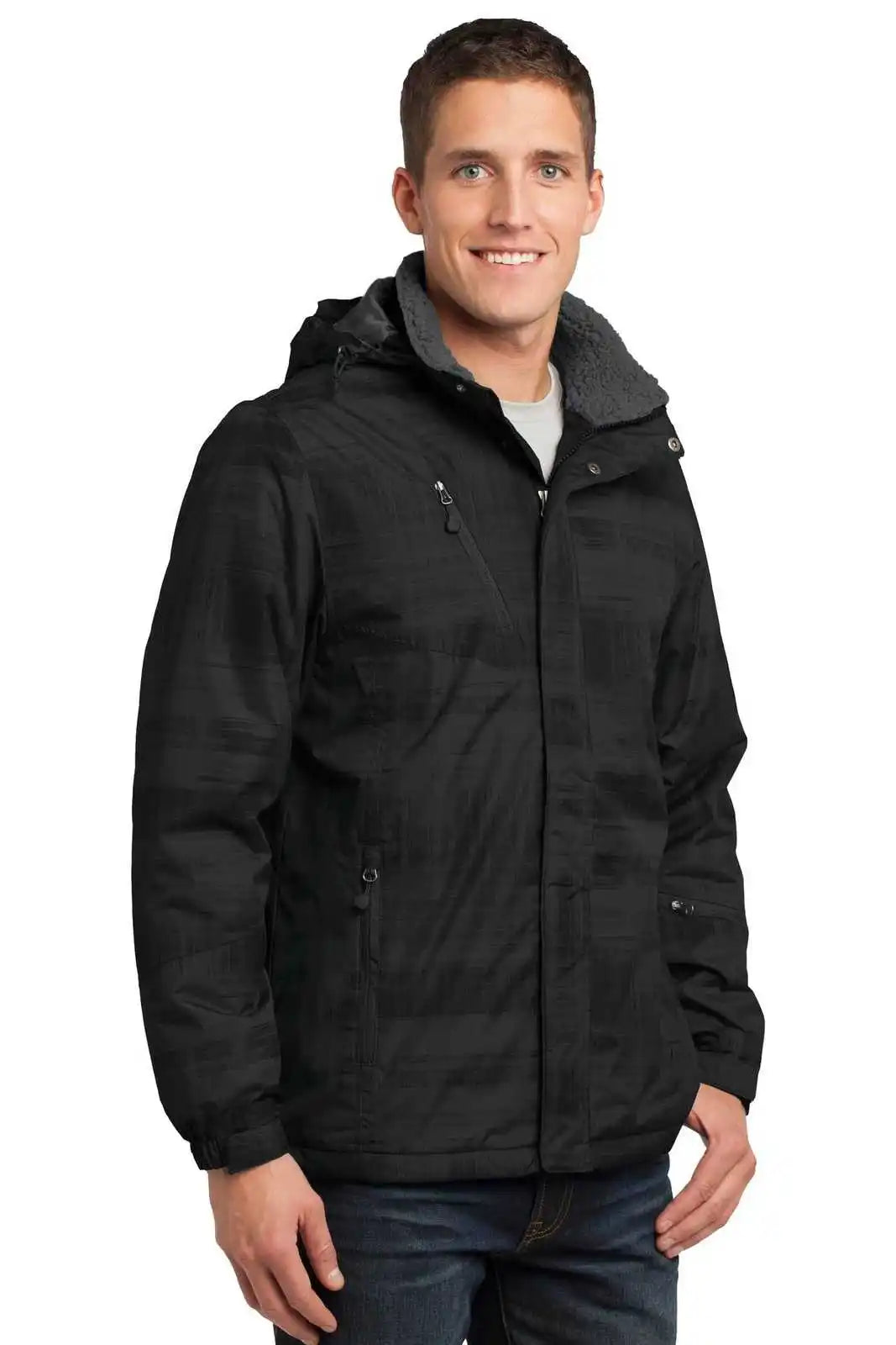 Port Authority J320 Brushstroke Print Insulated Jacket - Black