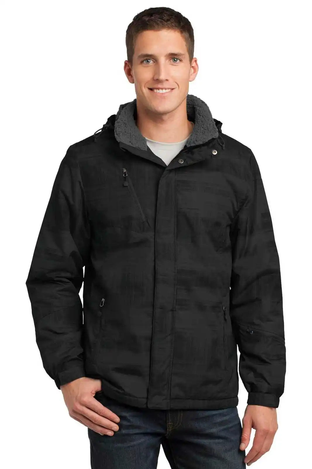 Port Authority J320 Brushstroke Print Insulated Jacket - Black