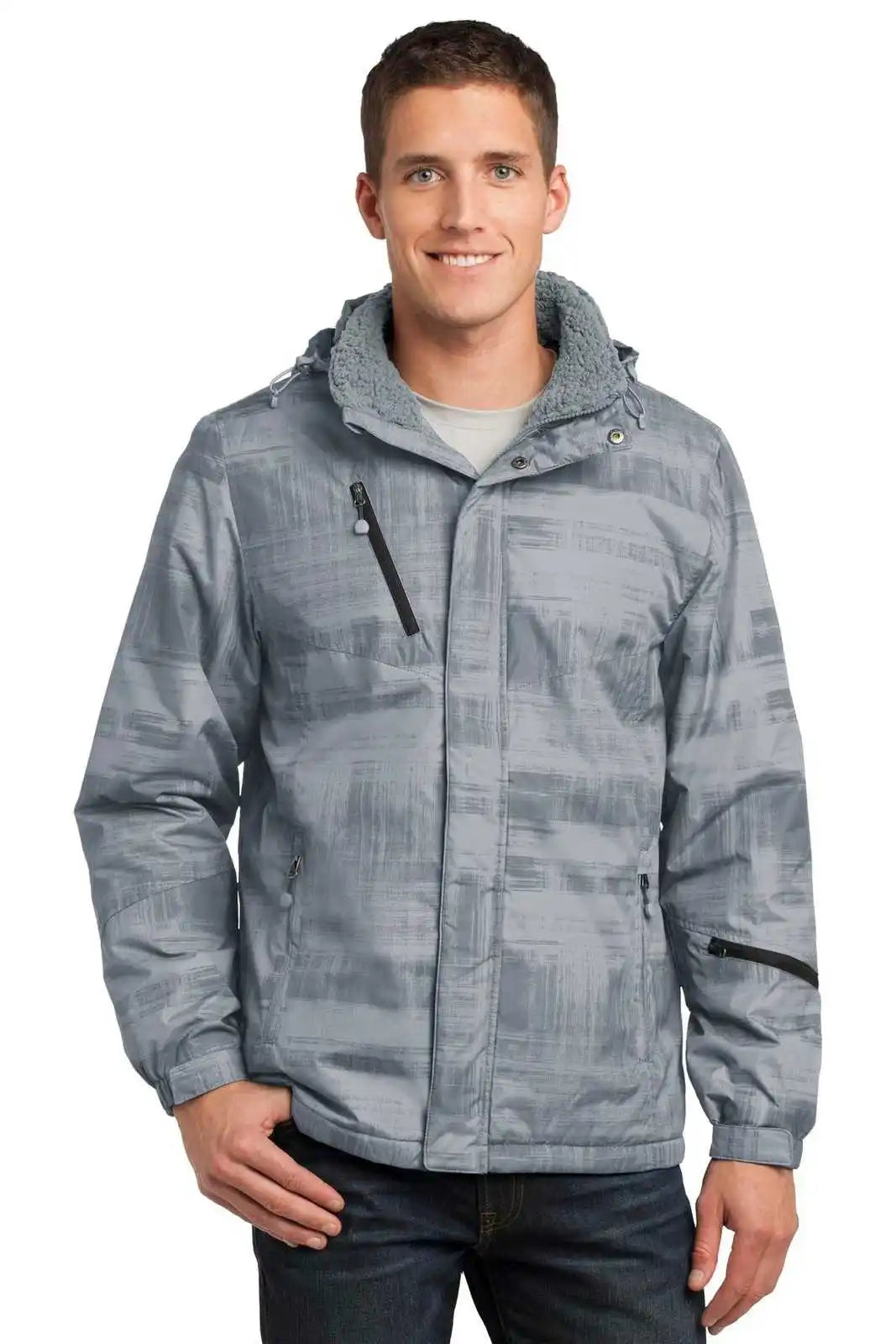 Port Authority J320 Brushstroke Print Insulated Jacket - Gray