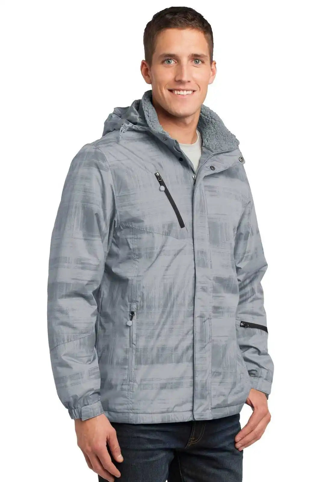 Port Authority J320 Brushstroke Print Insulated Jacket - Gray