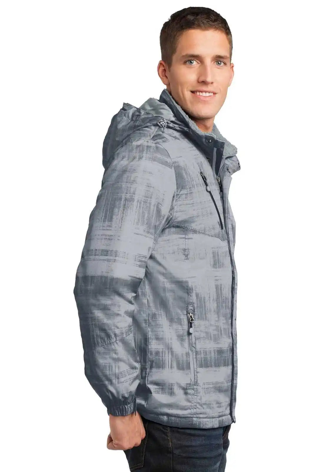 Port Authority J320 Brushstroke Print Insulated Jacket - Gray