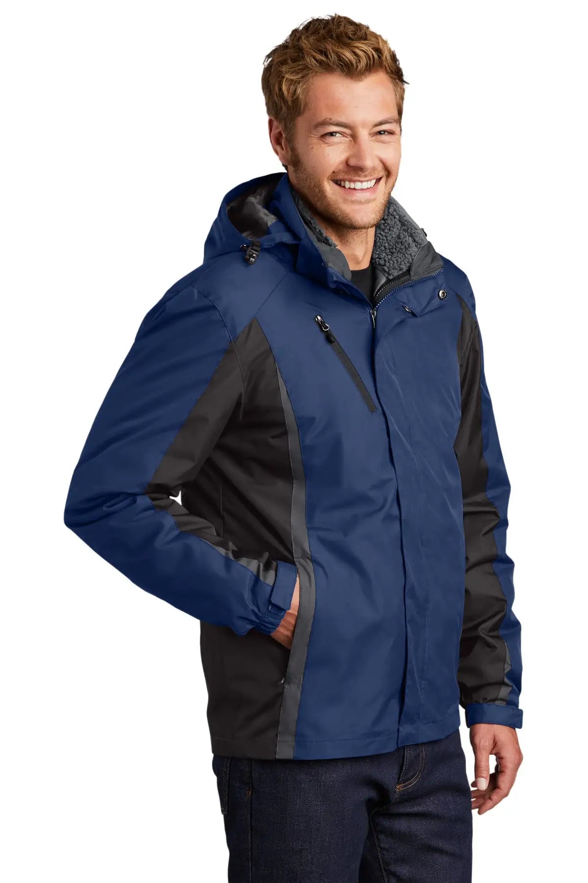 Port Authority J321 Colorblock 3-in-1 Jacket - Admiral Blue Black Magnet
