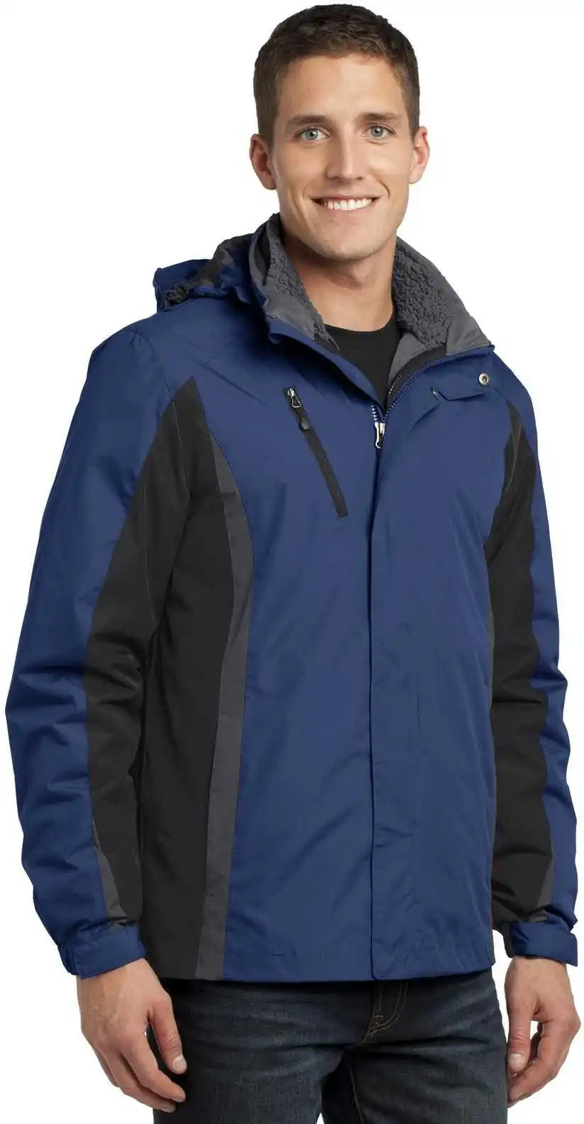 Port Authority J321 Colorblock 3-in-1 Jacket - Admiral Blue Black Magnet