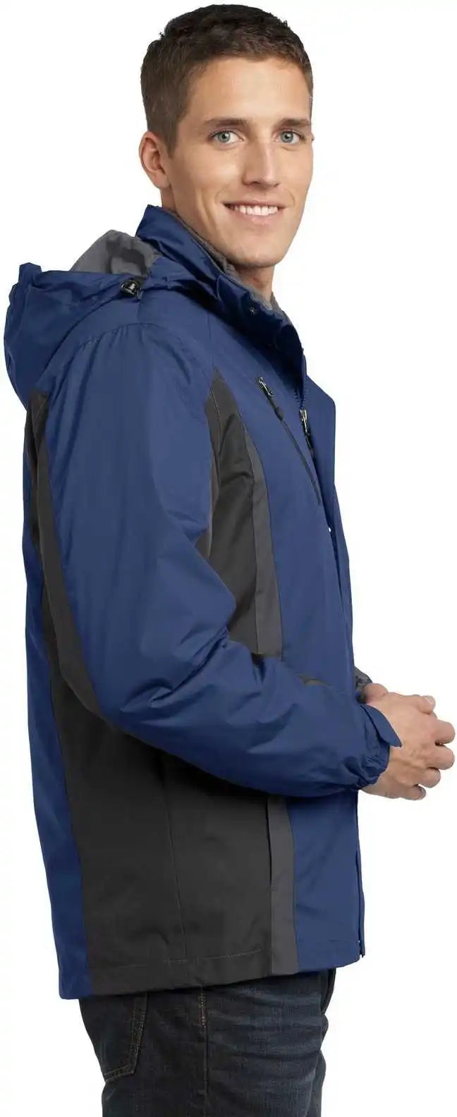 Port Authority J321 Colorblock 3-in-1 Jacket - Admiral Blue Black Magnet