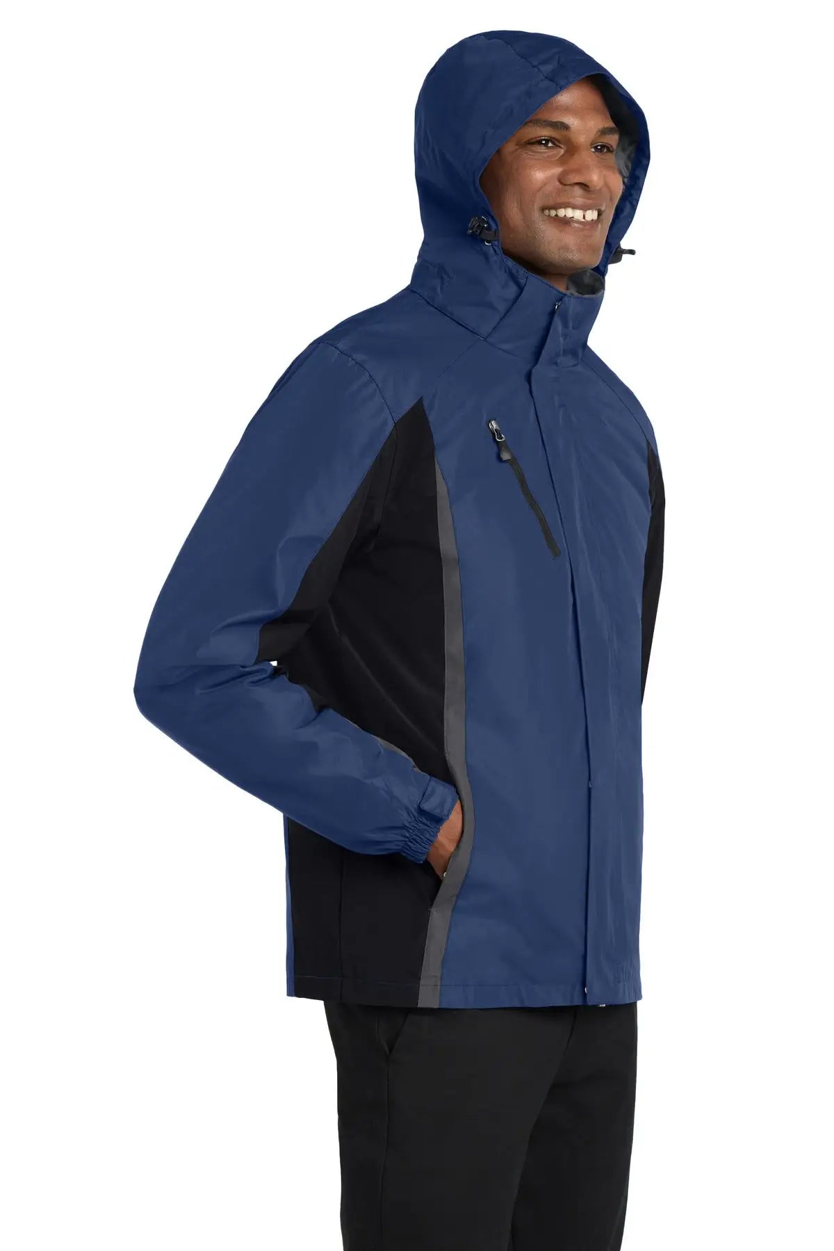Port Authority J321 Colorblock 3-in-1 Jacket - Admiral Blue Black Magnet