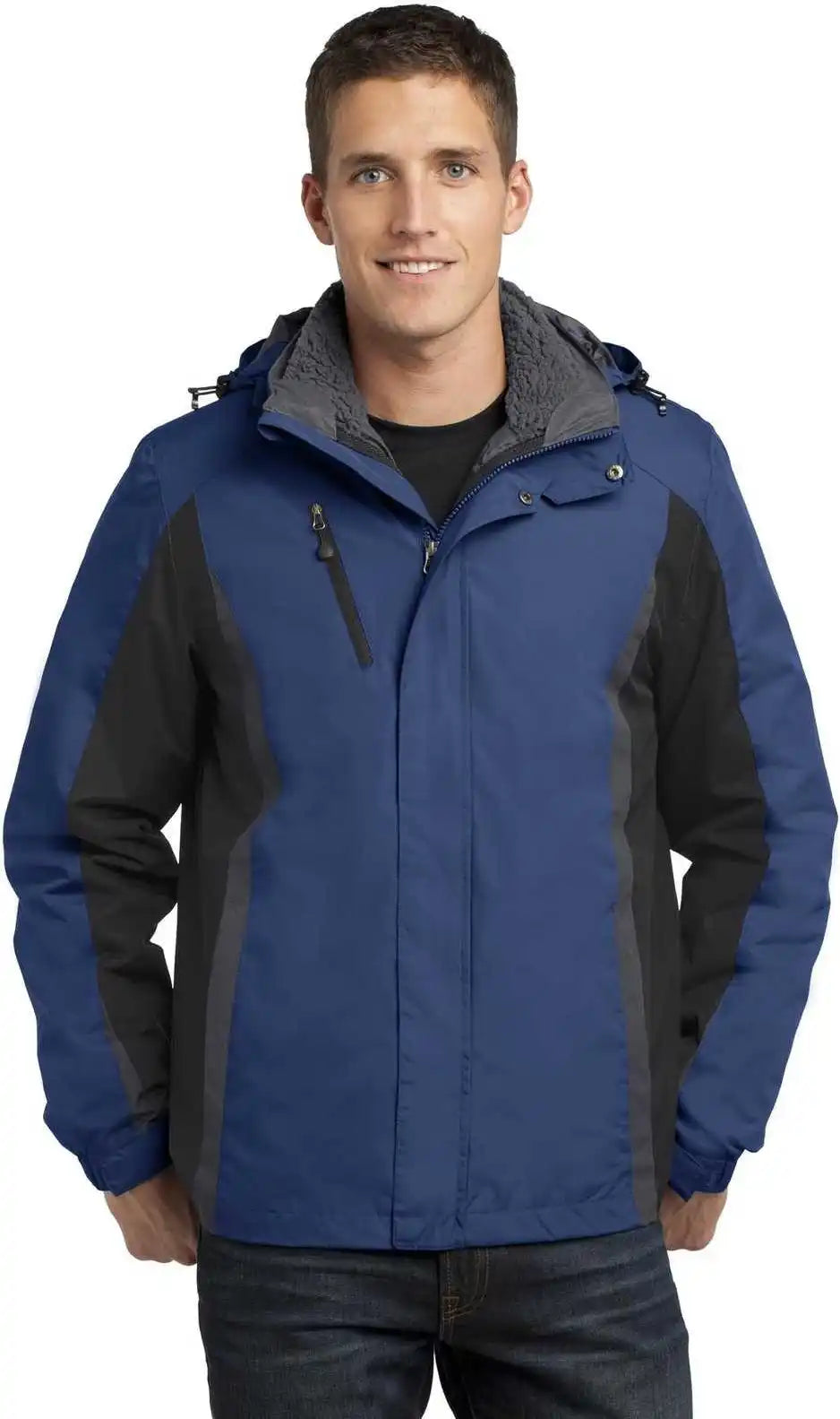 Port Authority J321 Colorblock 3-in-1 Jacket - Admiral Blue Black Magnet
