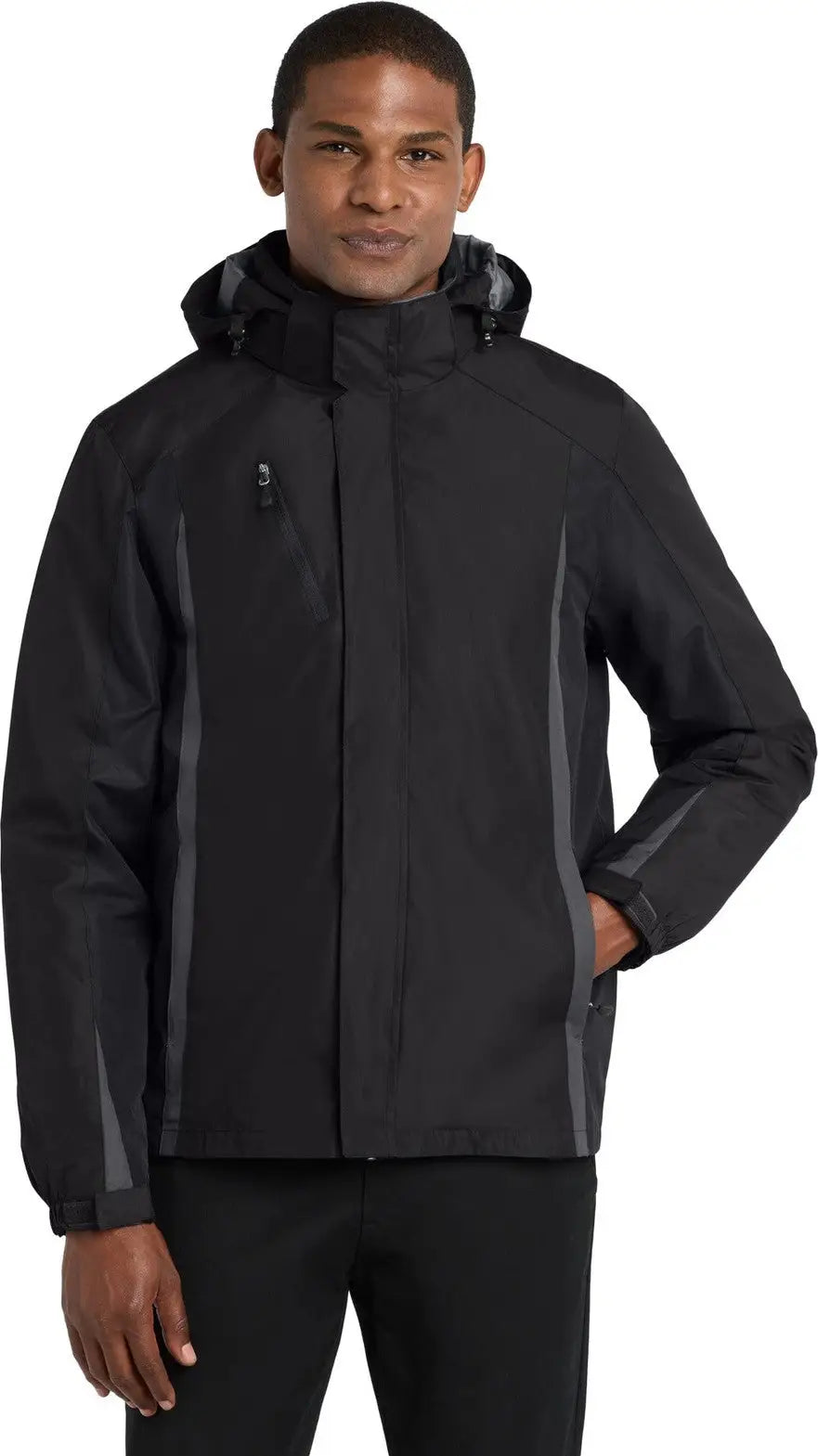 Port Authority J321 Colorblock 3-in-1 Jacket - Black Magnet - Black/ / Adult Xs