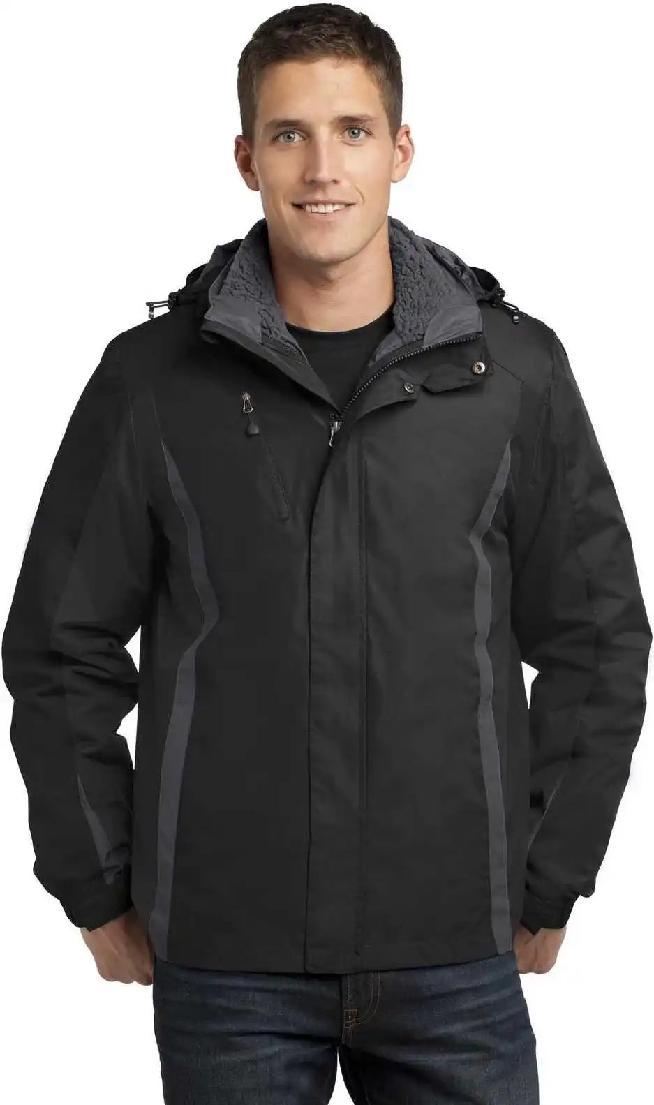 Port Authority J321 Colorblock 3-in-1 Jacket - Black Magnet