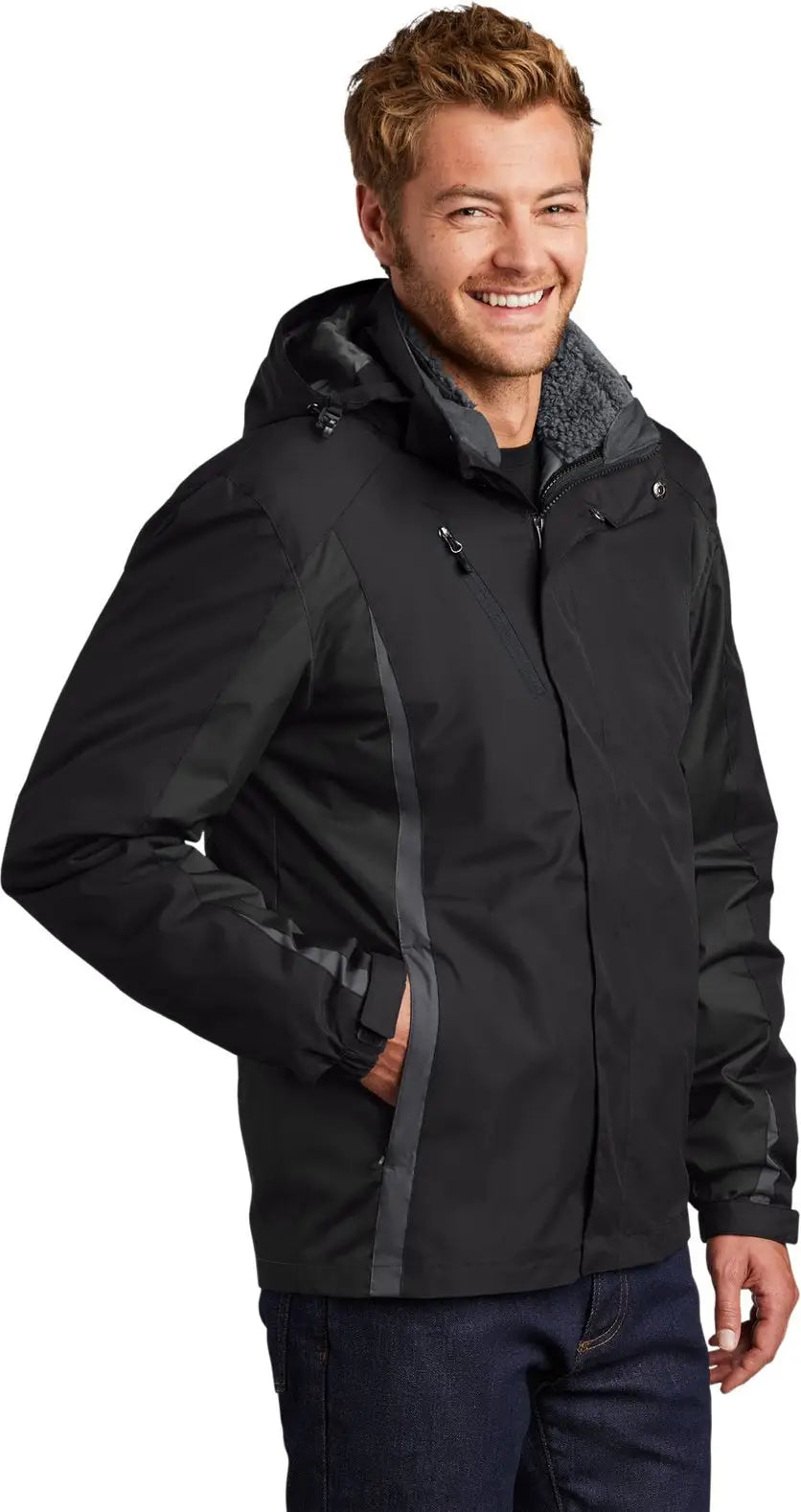 Port Authority J321 Colorblock 3-in-1 Jacket - Black Magnet