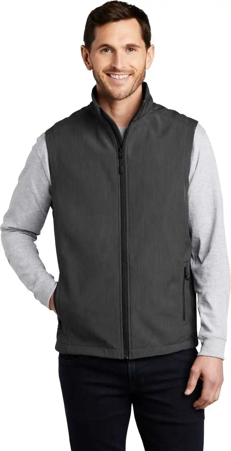 Port Authority J325 Core Soft Shell Vest - Black Charcoal Heather