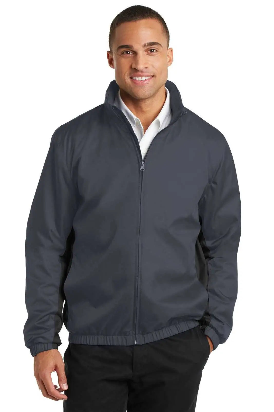 Port Authority J330 Core Colorblock Wind Jacket - Battleship Gray Black